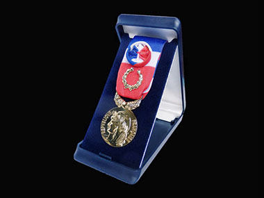 Medaille du travail GRAND OR soit  plus de 40 ans avec coffret et presentaoire.  